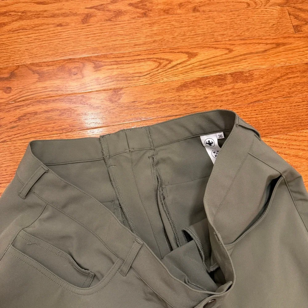 State & Liberty Pants Mens 36x28 Green Athletic Fit 4 Way Stretch Office Commute